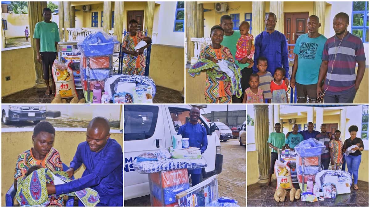 Woman gives birth at bus park, transport company rewards her with bag of rice, yam, sweet items