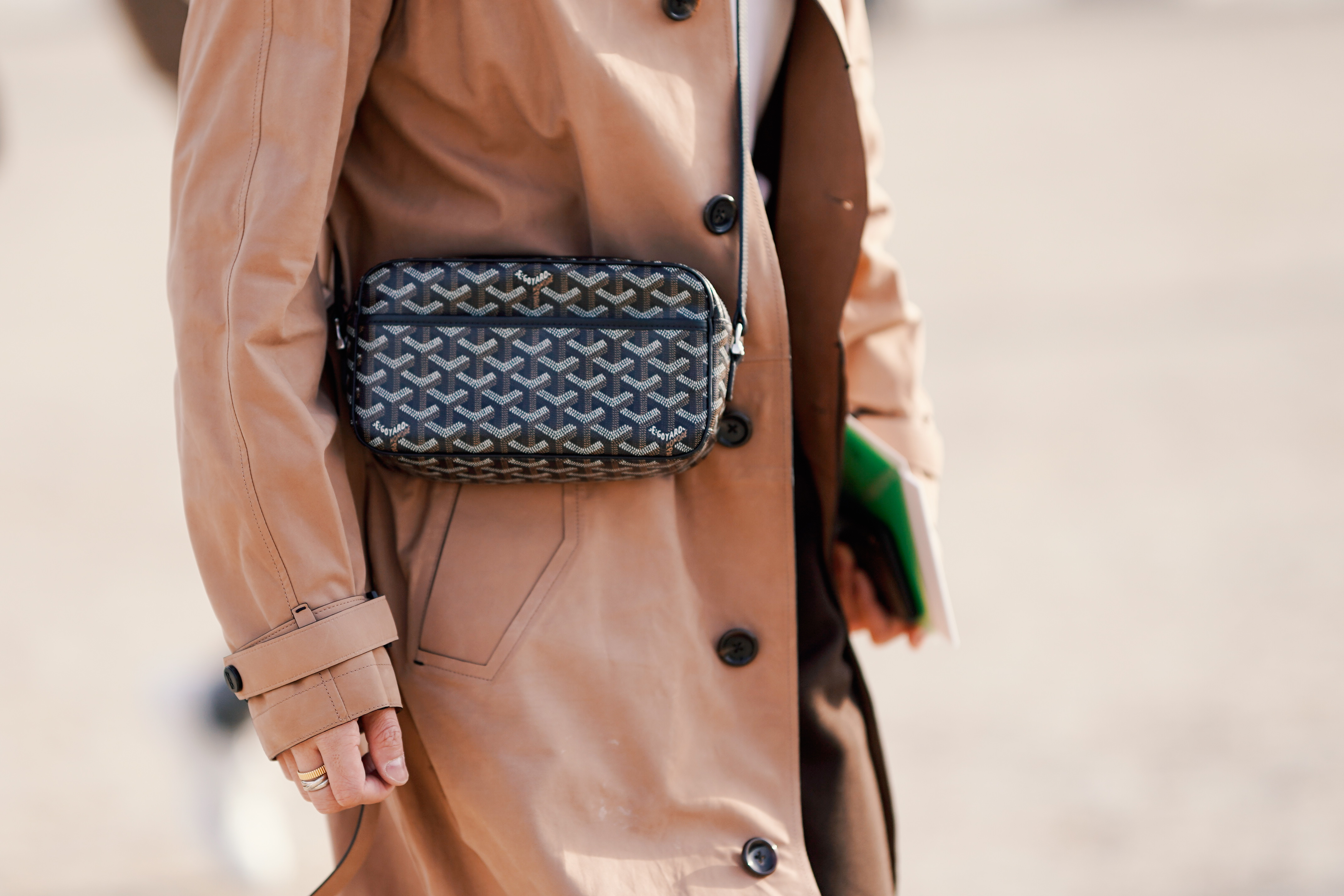 A Goyard bag is seen during Paris Fashion Week Menswear F/W 2019-2020.