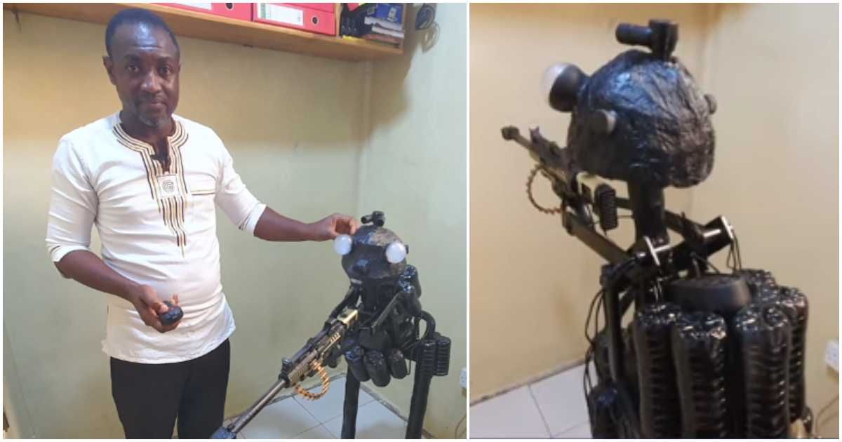 Emmanuel Wireko-Brobby: GH engineer develops security robot with camera, LED light, and gun from waste plastic