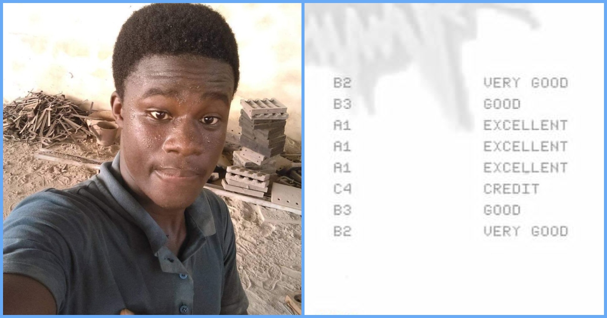 Photo and WASSCE results of Emmanuel Awuni