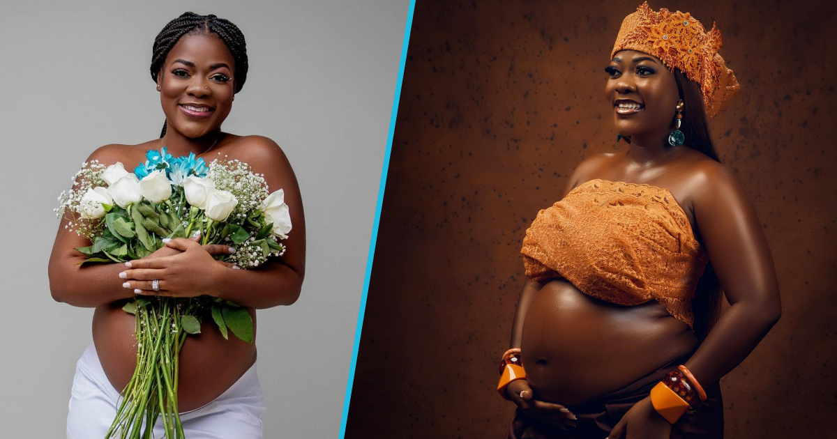 Asantewaa's new pregnancy photos raise eyebrows as she goes shirtless: "Madam nie"