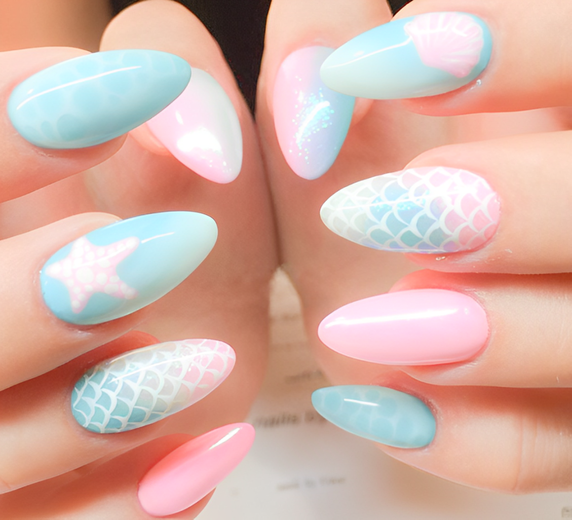 Mermaid chrome nails