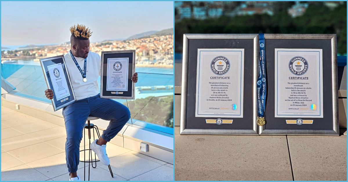 Photo of Ghanaian man with his GWR plaques