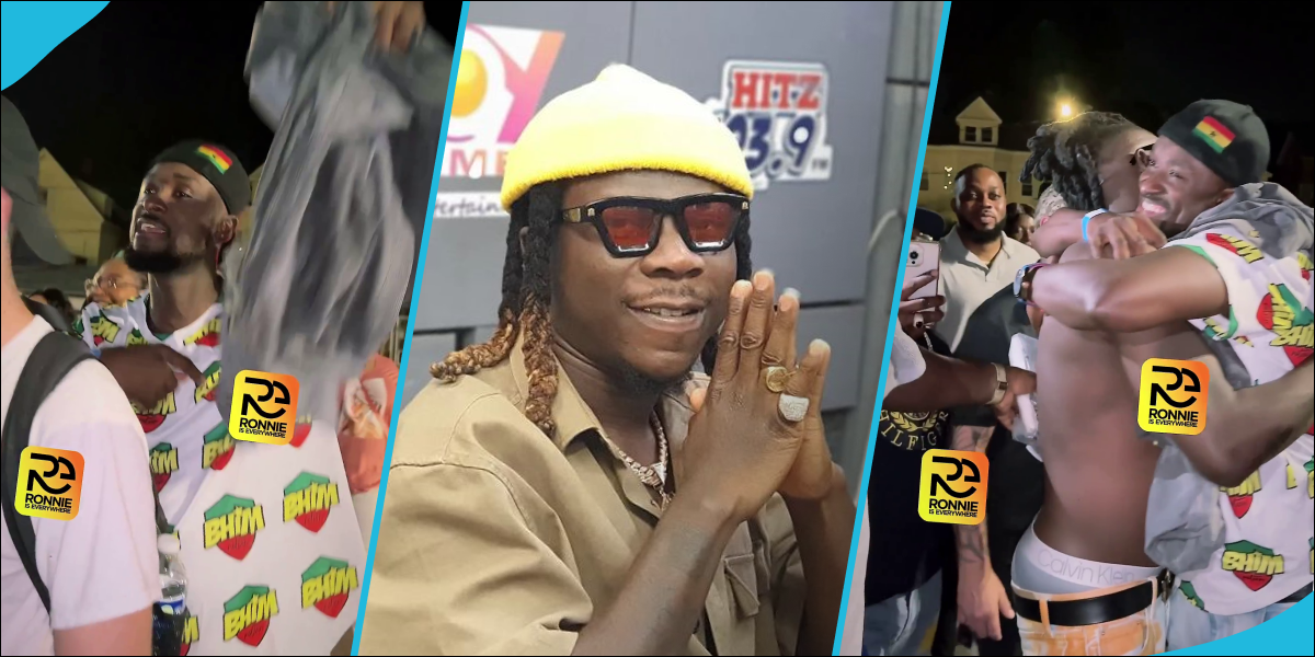 Stonebwoy gifts a fan his jeans jacket in the U.S.