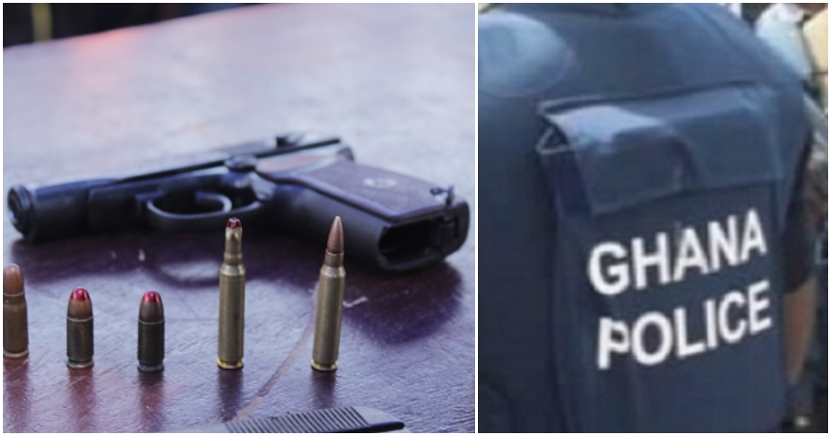 A gun and bullet and police