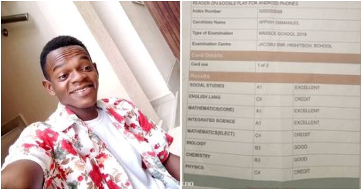 Photo of Emmanuel Appiah to got admitted at AAMUSTED but is unable to pay fees