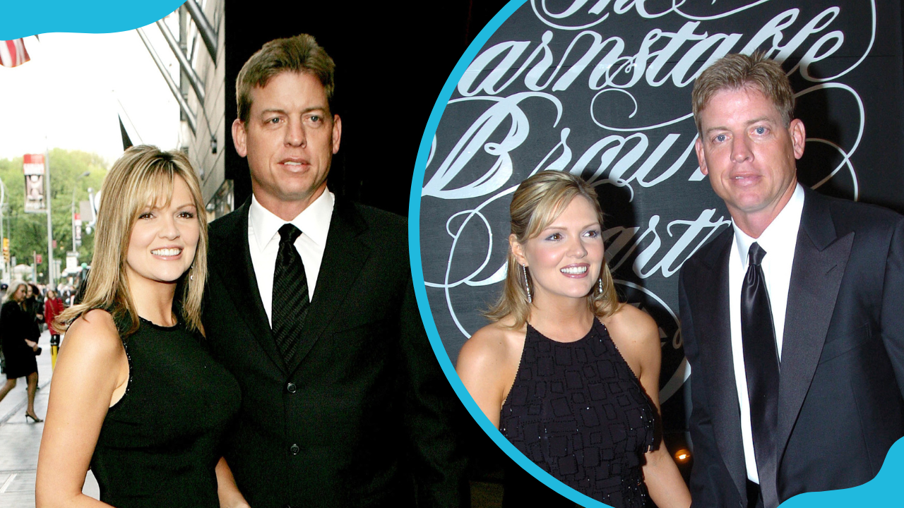 Troy Aikman and Rhonda Worthey at separate events