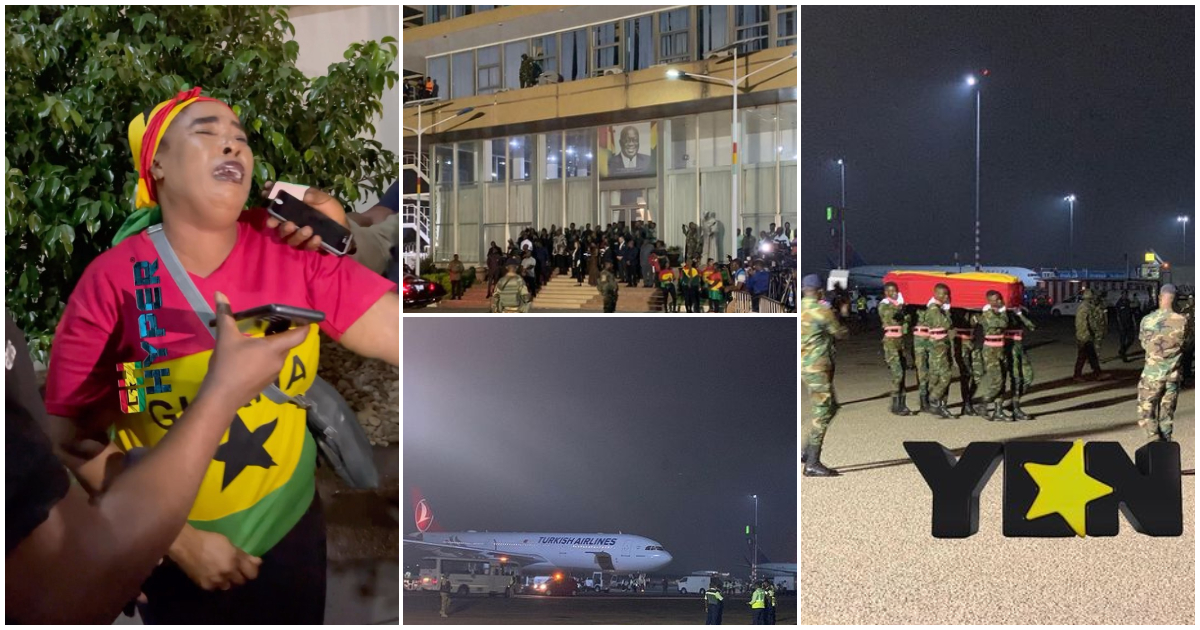 Christian Atsu's body finally arrives in Accra, Ghanaians weep at Kotoka Airport (Video)