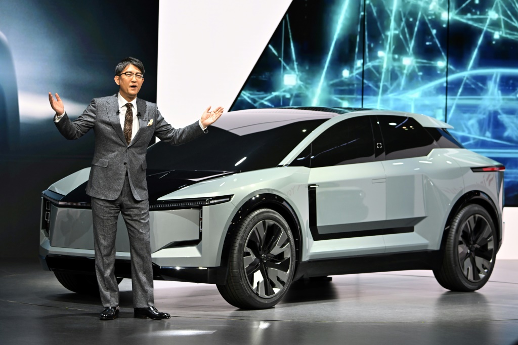Toyota Motor President Koji Sato showcased new electric vehicle concepts at the Japan Mobility Show, but the country is well behind its rivals in the fast-growing market