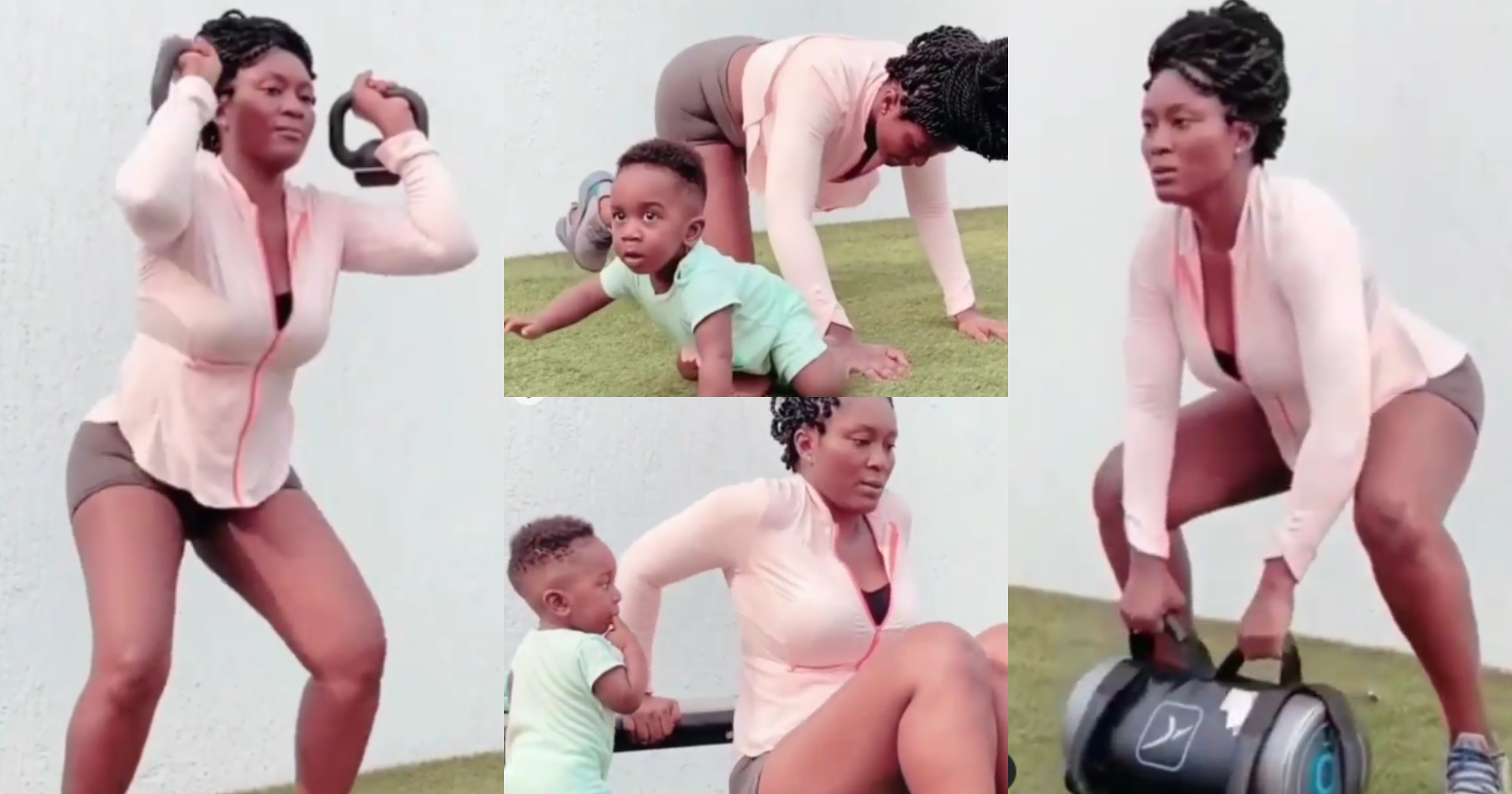 Sarkodie's son MJ gets new haircut as he goes on workout with his mother