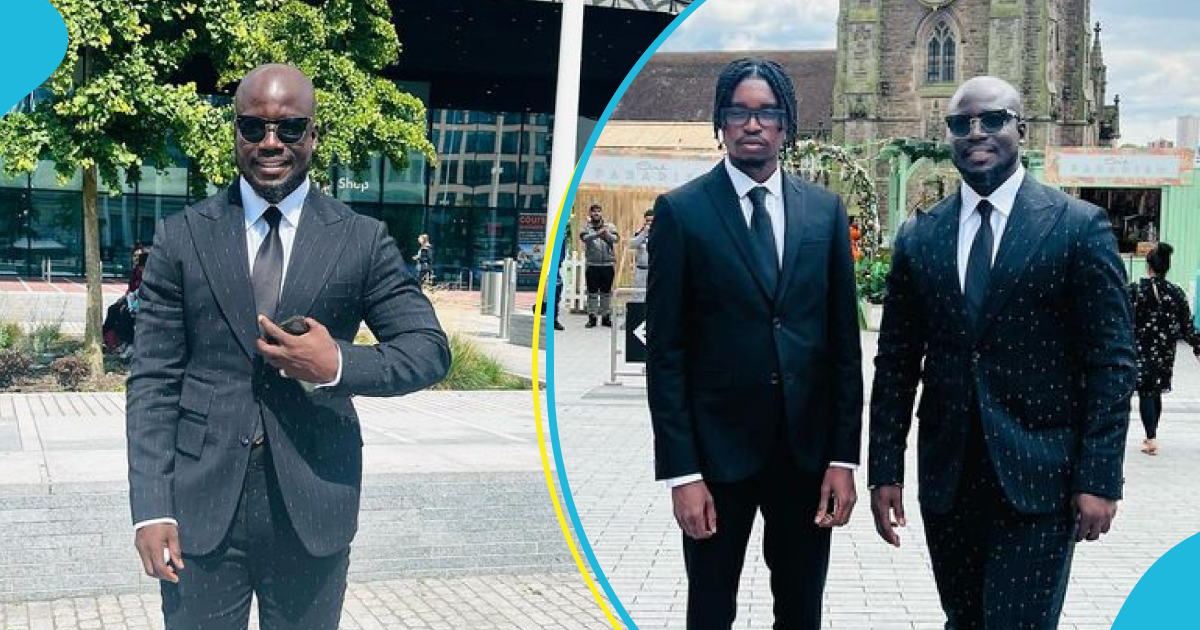 Stephen Appiah and his son Larry Appiah dazzle in all-black suits, many gush over their handsomeness