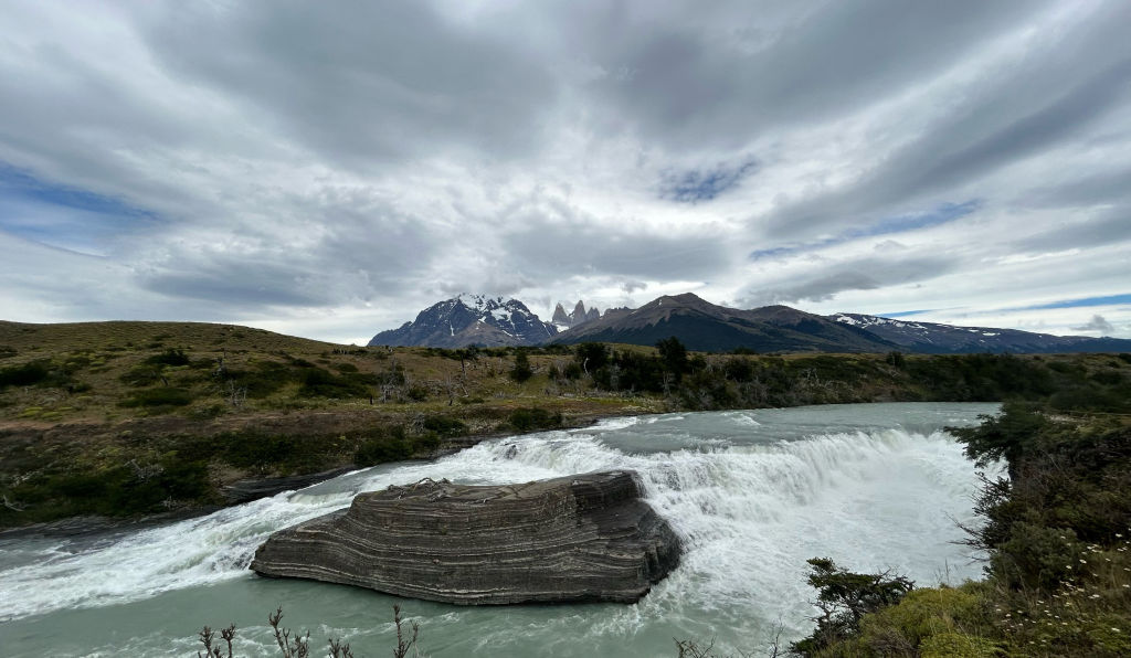 Mountains and a river at the Torres del Paine National Park