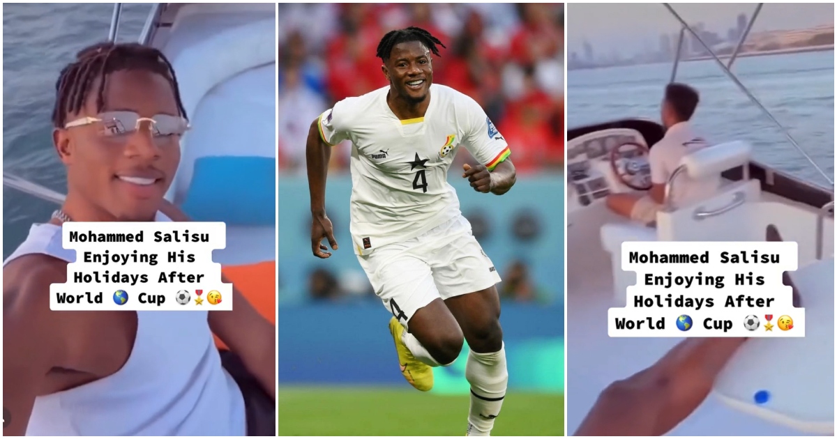 Black Stars: Mohammed Salisu Goes On Luxury Boat Cruise After World Cup; Ghanaian Ladies Fall In Love