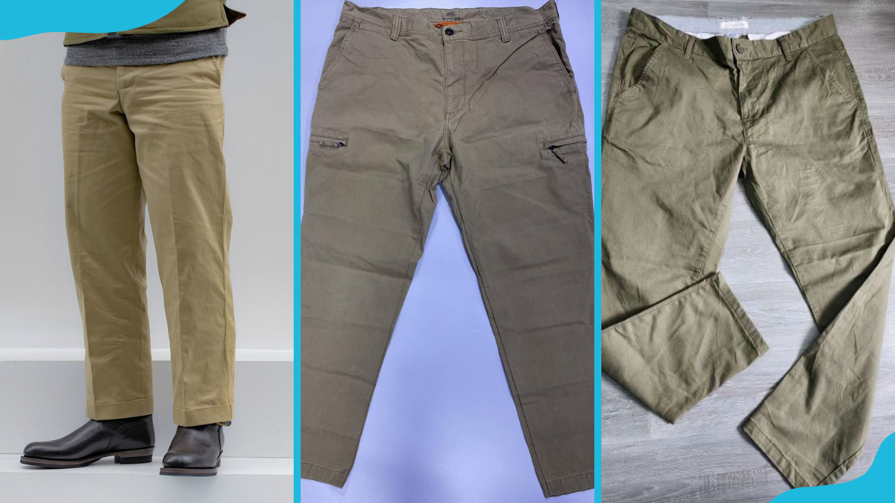 Three variations of Khaki pants