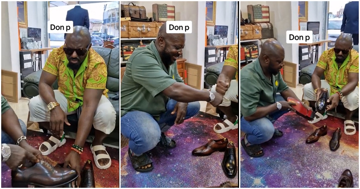Jim Iyke storms Osebo's boutique, shops for size 45 shoes in video