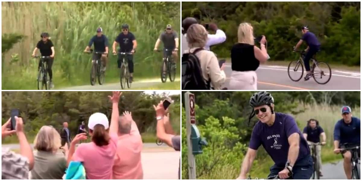 Video captures US President Joe Biden and wife riding bicycles on streets