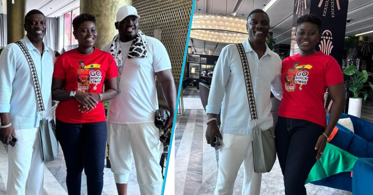 AFCON 2023: Sing-a-thon star Afua Asantewaa Aduonum meets Akon, pictures, video warm hearts