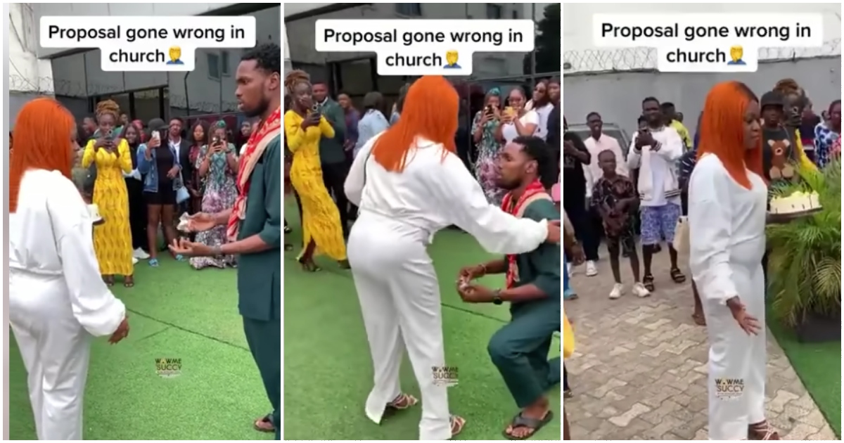 Photos from moment lady rejected man's proposal in church