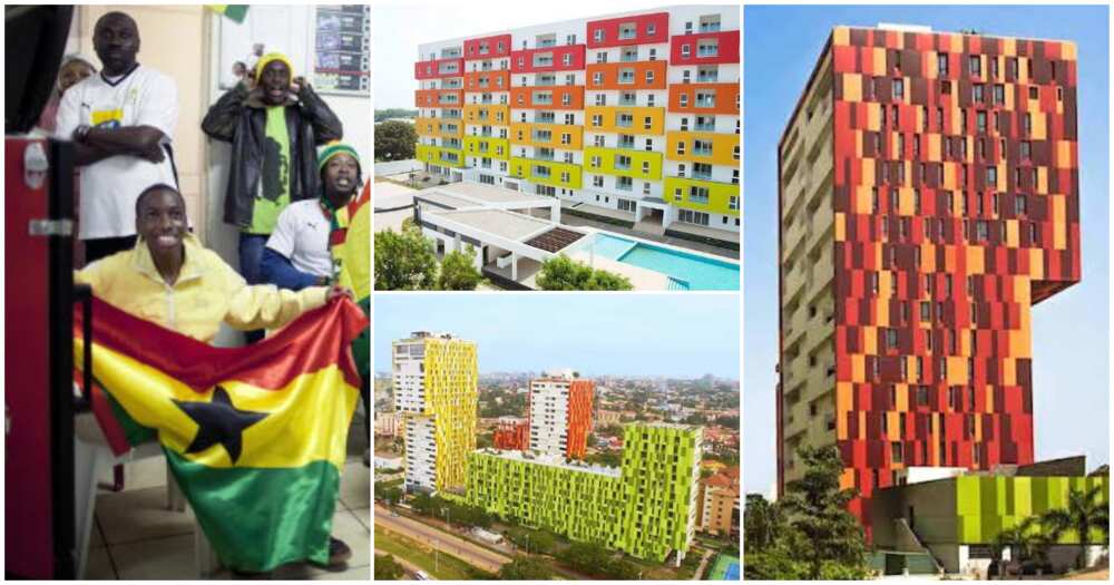 Beautifully coloured buildings in Ghana