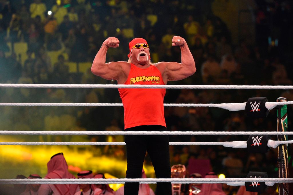 Hulk Hogan in a ring during the WWE Crown Jewel pay-per-view in Riyadh.