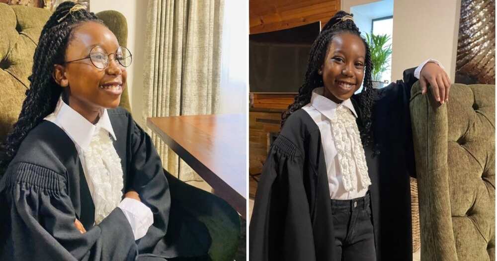 Mzansi social media users are in love with the young girl who is dressed pretending to be a lawyer. Image: @TumiSole/Twitter