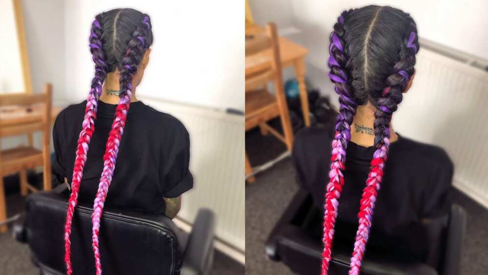Multicolored stitch braids
