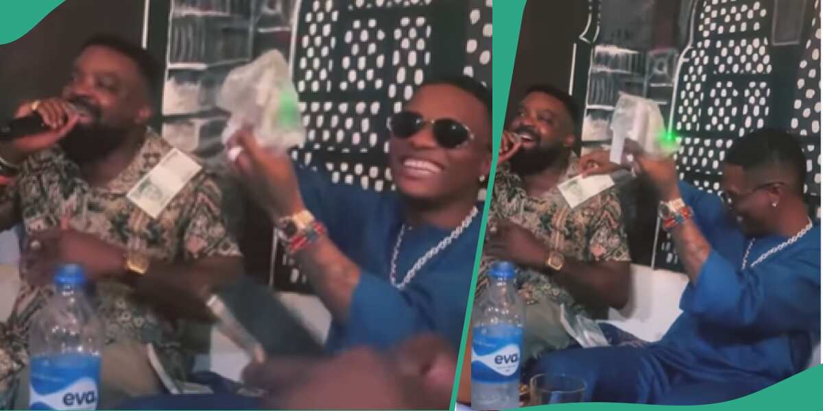 Wizkid hangs out with Kunle Afolayan, sprays bundles of cash as actor sings to him, fun video trends