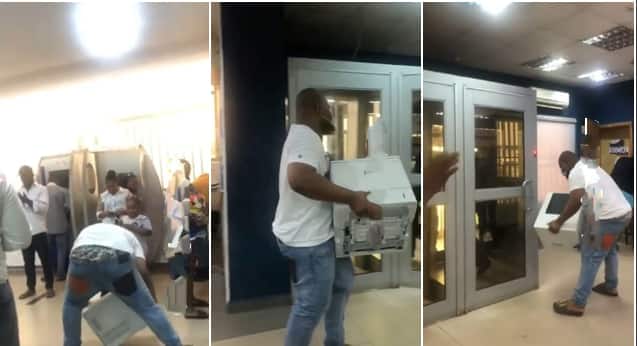 Nigerian man seizes printing machine in commercial bank, demands to be attended to