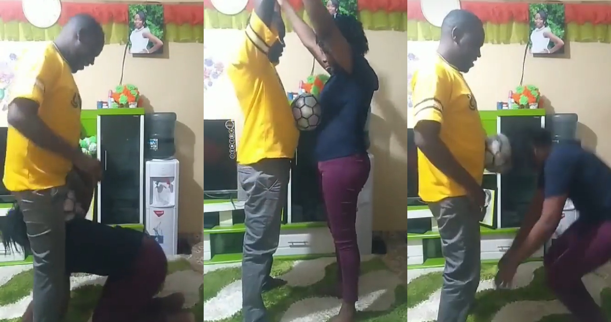 Ghanaian couple start beautiful football challenge; video causes massive stir online