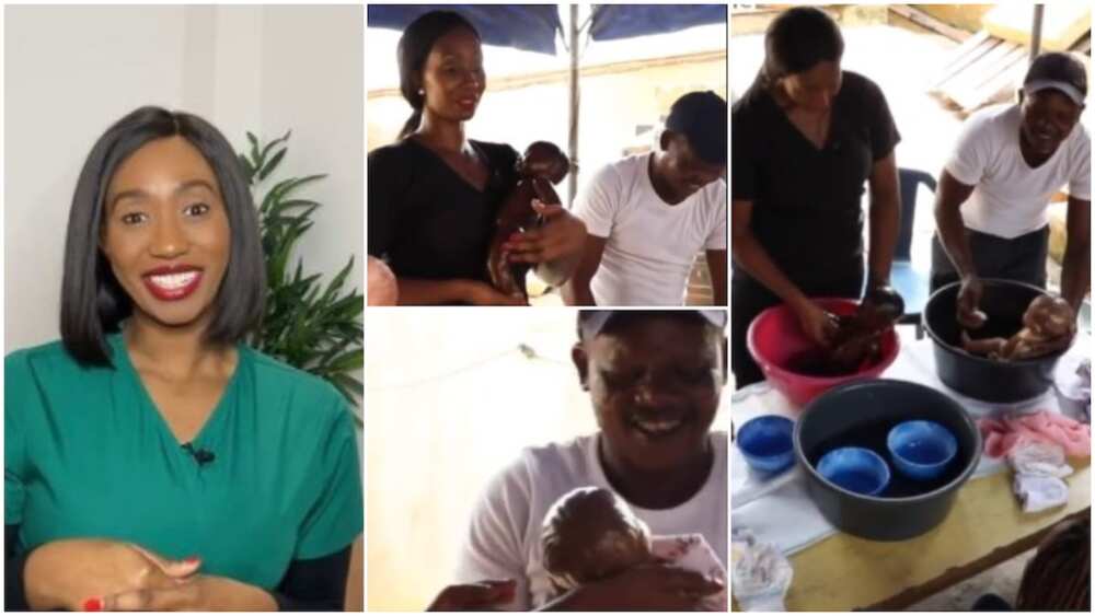 Lady organises class for Nigerian men, teaches them how to bathe babies, change pampers, video goes viral