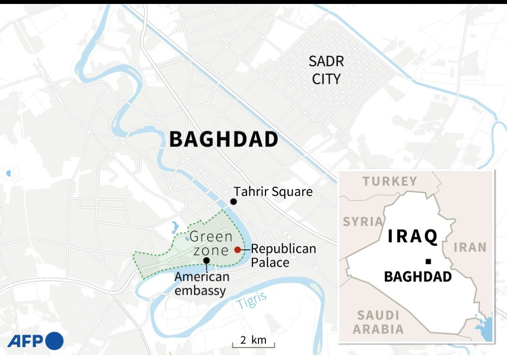 Map of Baghdad locating the Republican Palace
