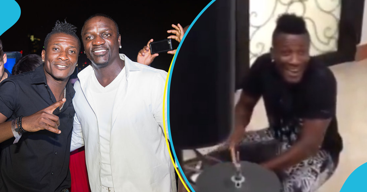 Asamoah Gyan plays the drums