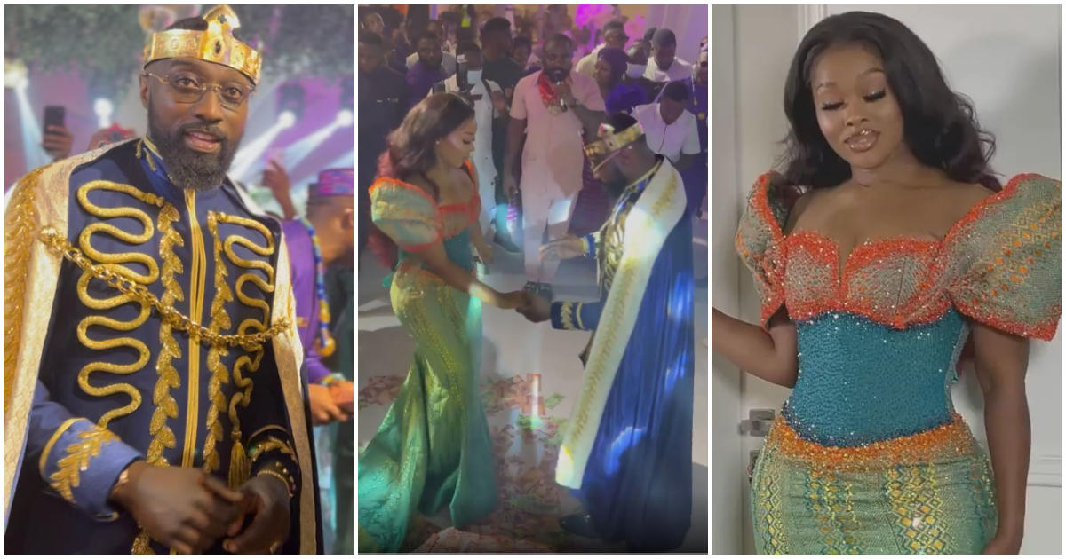 Kojo Jones and wife hold grand reception after their traditional wedding, money rains like crazy (video)