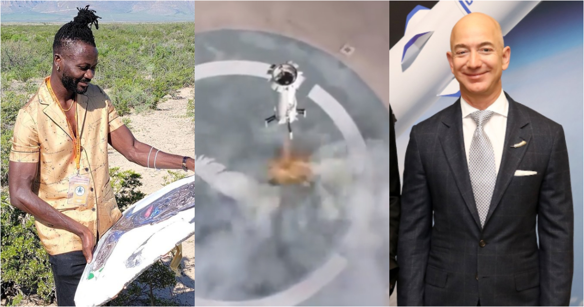 Jeff Bezos celebrates 1st Ghanaian to have his artwork enter space; drops 1st video of landing parachute