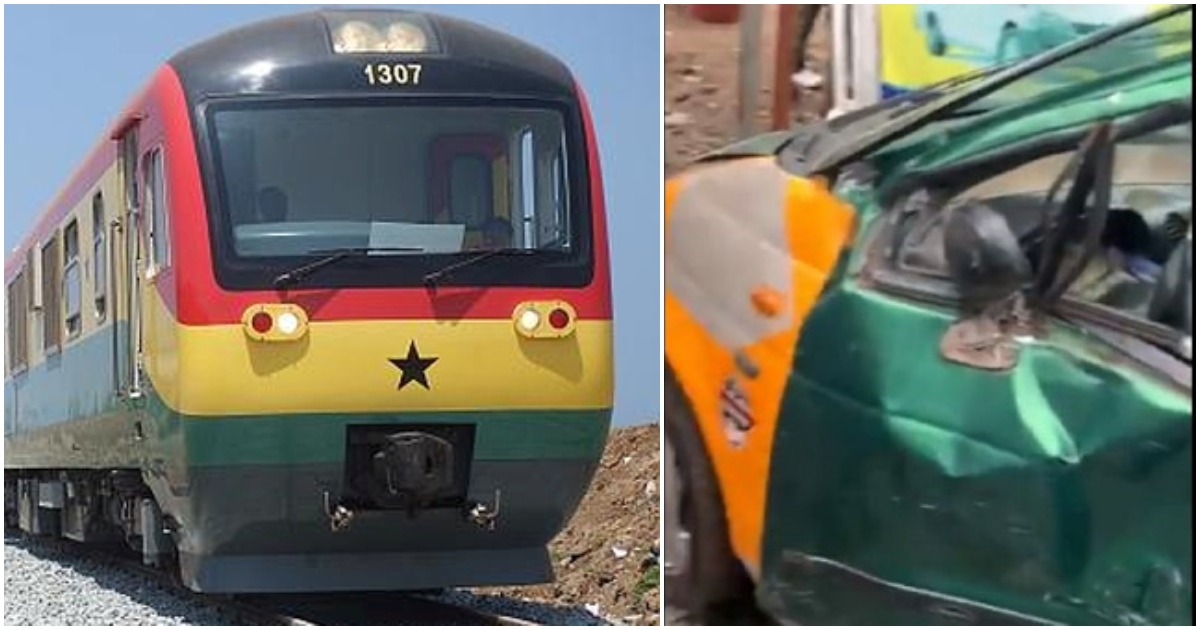 A speeding train ran into a taxi that was stuck at the Alajo Level Crossing.
