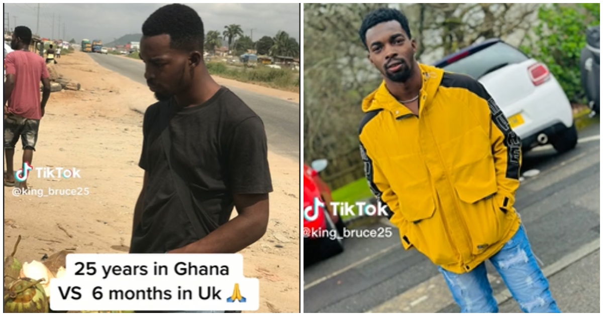 Ghanaian man inspires youth as he drops new photos of his time in the UK after six months: "The chages ar clear"