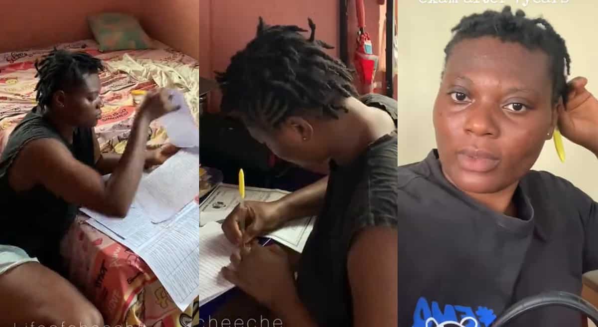 Photos of a Nigerian lady who went to write her carryover exams at UNIZIK.
