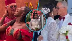 Bride and her older oyibo husband marry in beautiful wedding, folks react to videos: "She secured the bag"