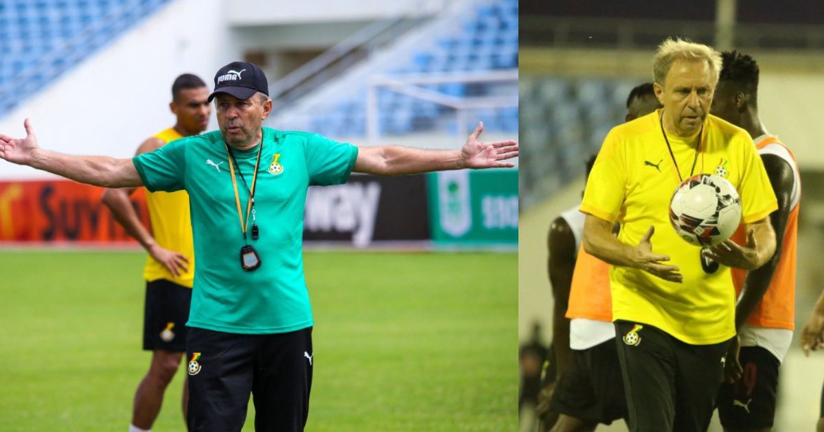 New Ghana coach Milovan Rajevac training the Black Stars players. SOURCE: Twitter/ @Team_GhanaMen