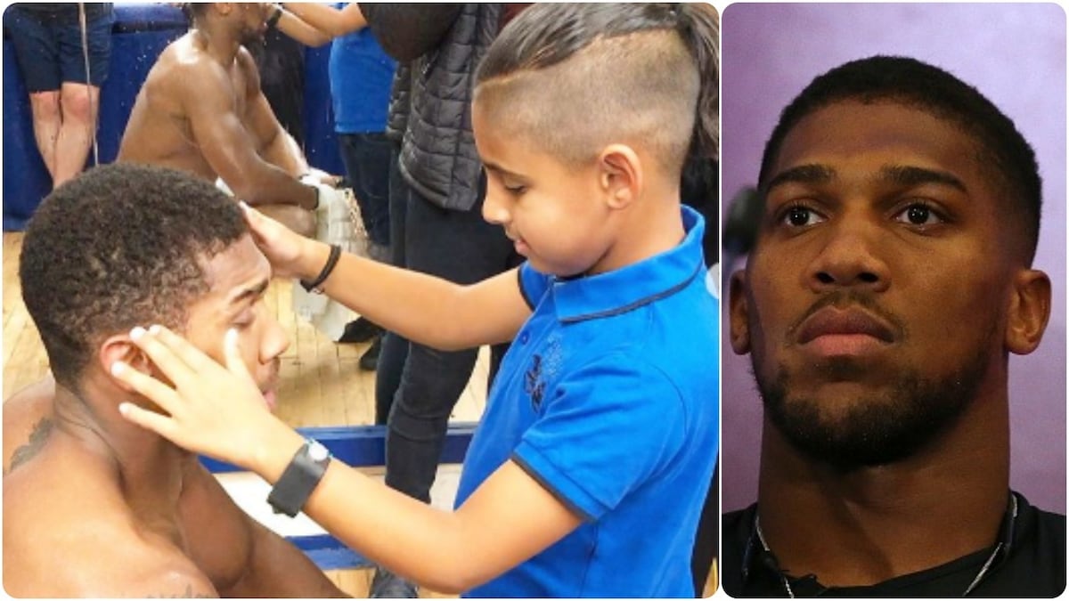 Emotional moment Anthony Joshua made 8-year-old blind Arsenal fan's dream come true (video)