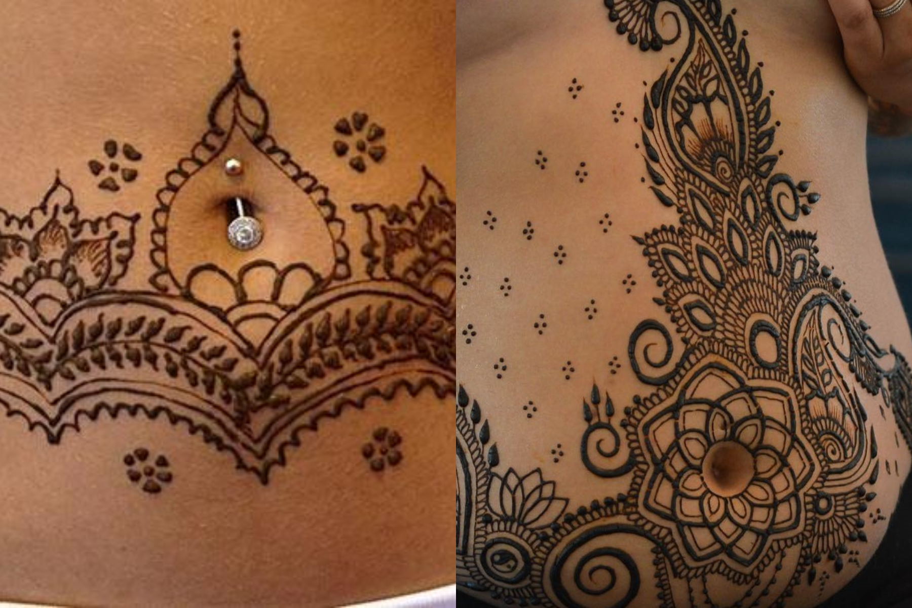 Two ladies with brown henna tattoos