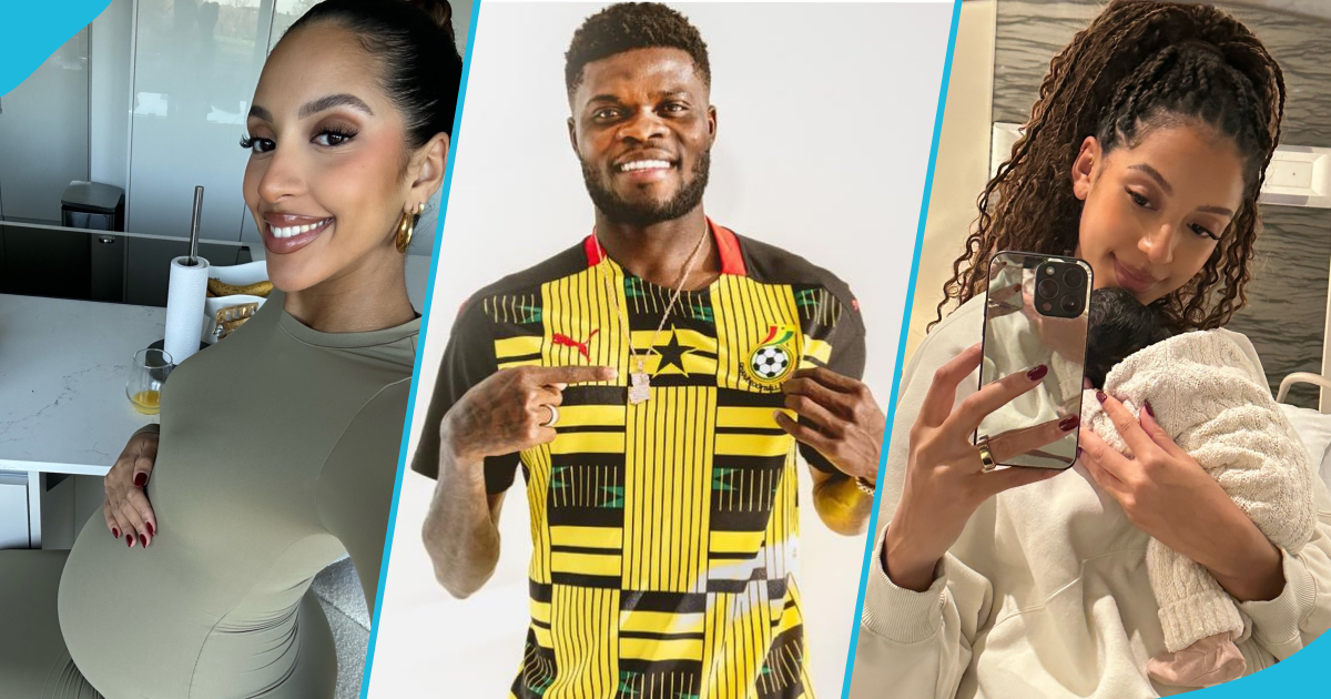 Thomas Partey and his girlfriend Janine Mackson carrying their daughter