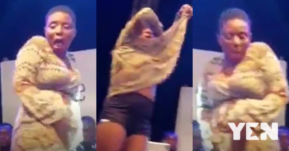 Pretty young Ghanaian lady removes her cloth while dancing to Medikal's Wrowroho (Video)