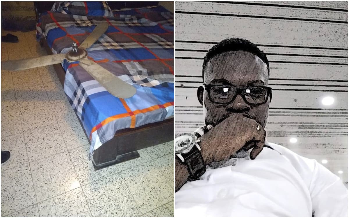 The ceiling fan falls on Ifeanyi David Odiaka's bed, he escapes by the whiskers