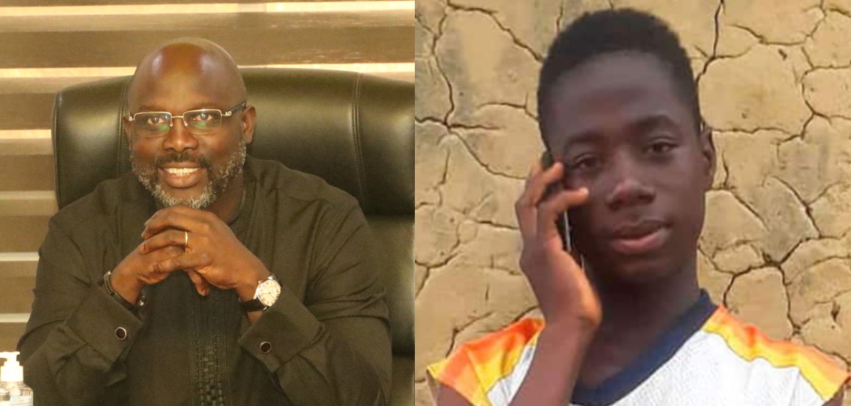 President George Weah meets and awards Emmanuel Tolue for his kind act