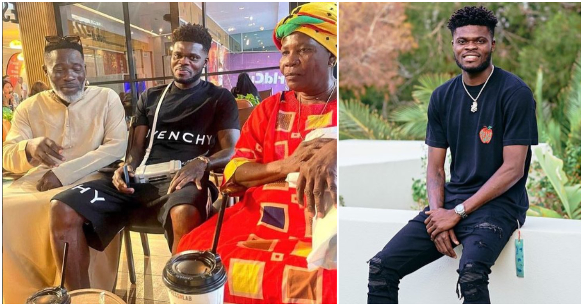 Thomas Partey: Loving Ghanaian footballer hosts his parents in Qatar; photo stirs reactions