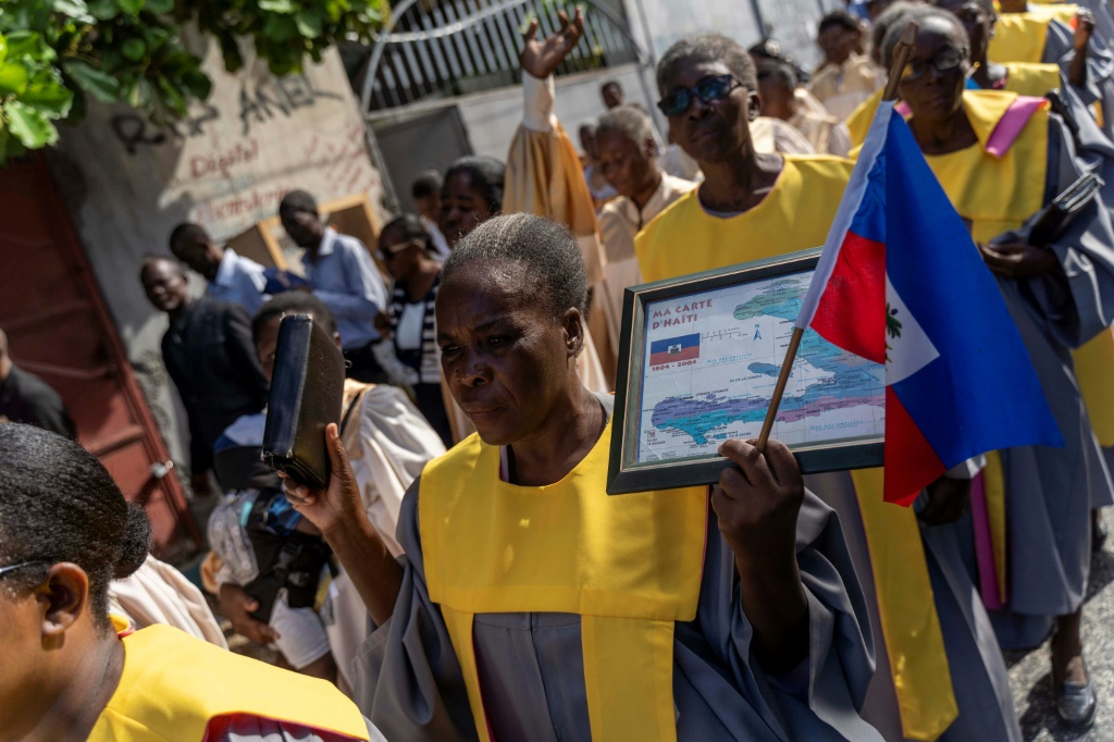 Haitians take part in a protest in October 2022 denouncing the high levels of crime