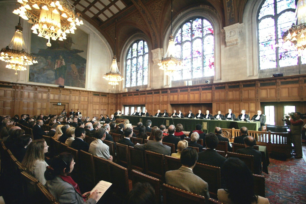 A public hearing in 2006 at the International Court of Justice (ICJ) in The Hague, where Iran will argue its case that billions of dollars in US assets should be unfrozen