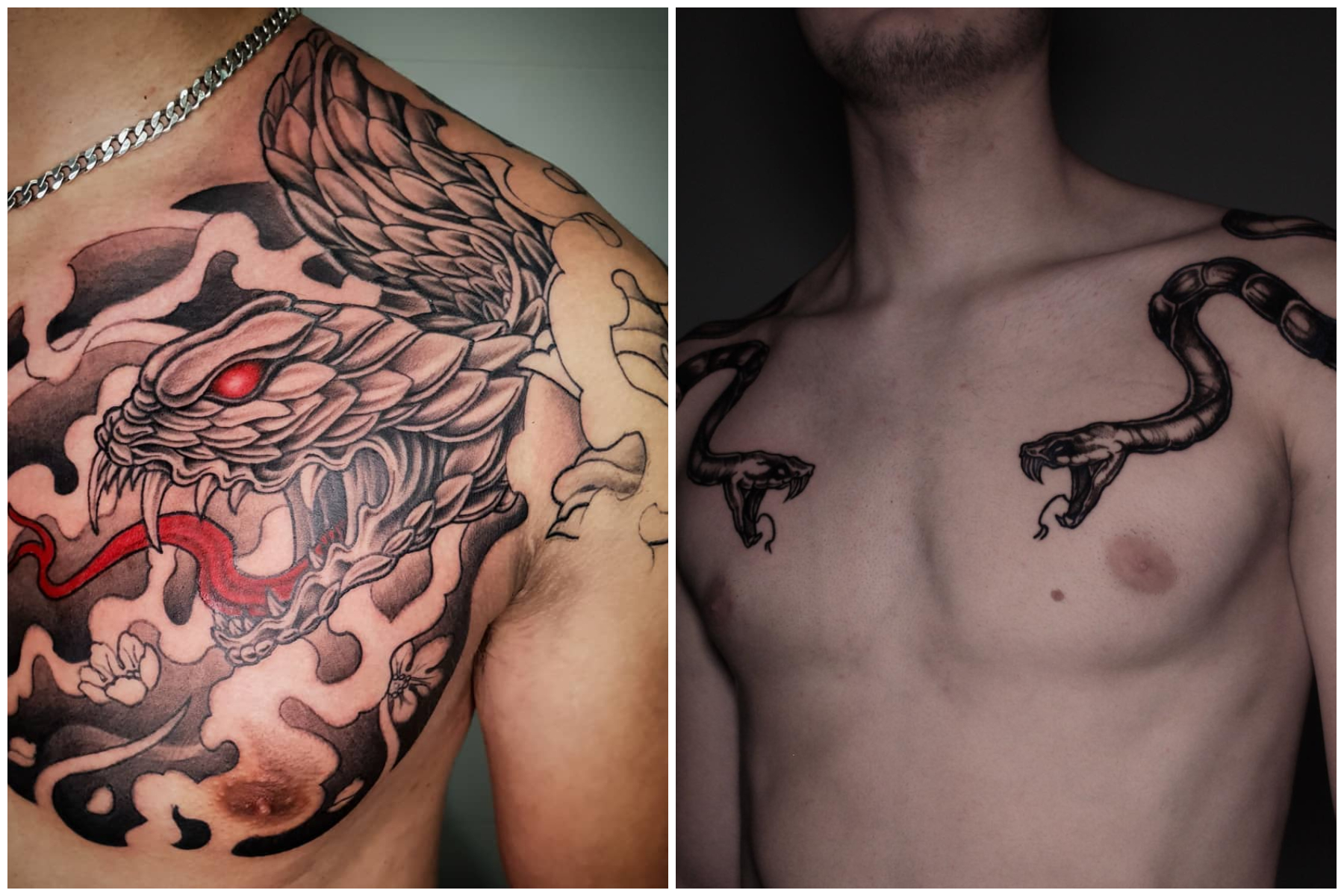 Falcon and Snake Chest Tattoo by Asia Rain: TattooNOW