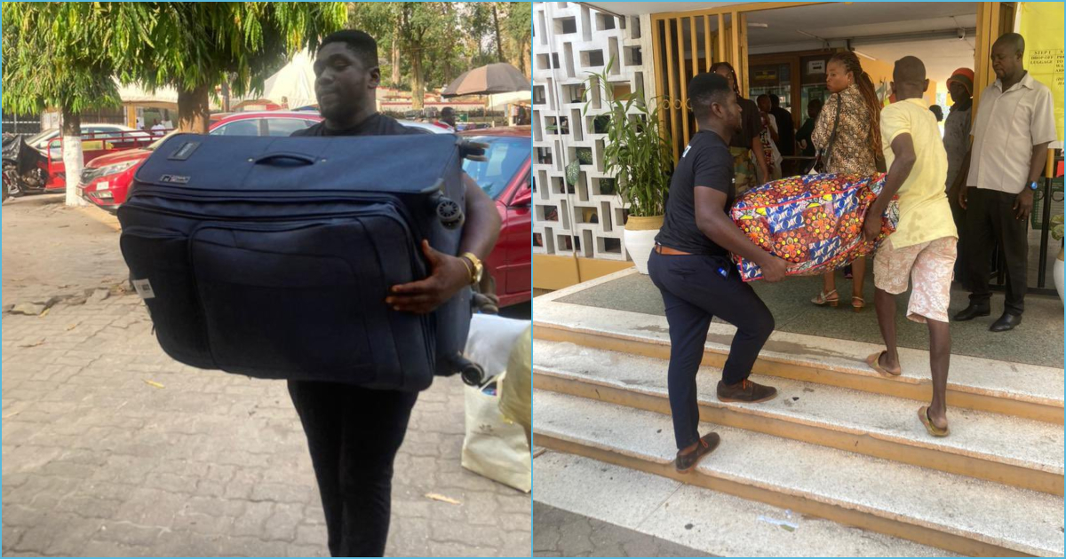 KNUST: Vice President of Africa Hall earns praise as he carries luggages of freshers, photos emerge